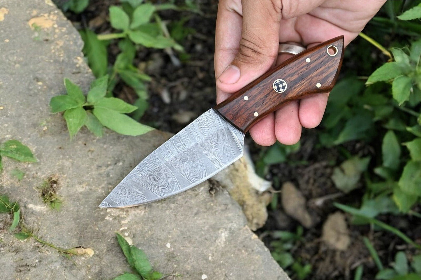Damascus Knife Store Handmade Damascus Hunting Knife with Rosewood Handle - Angler's Pro Tackle & Outdoors