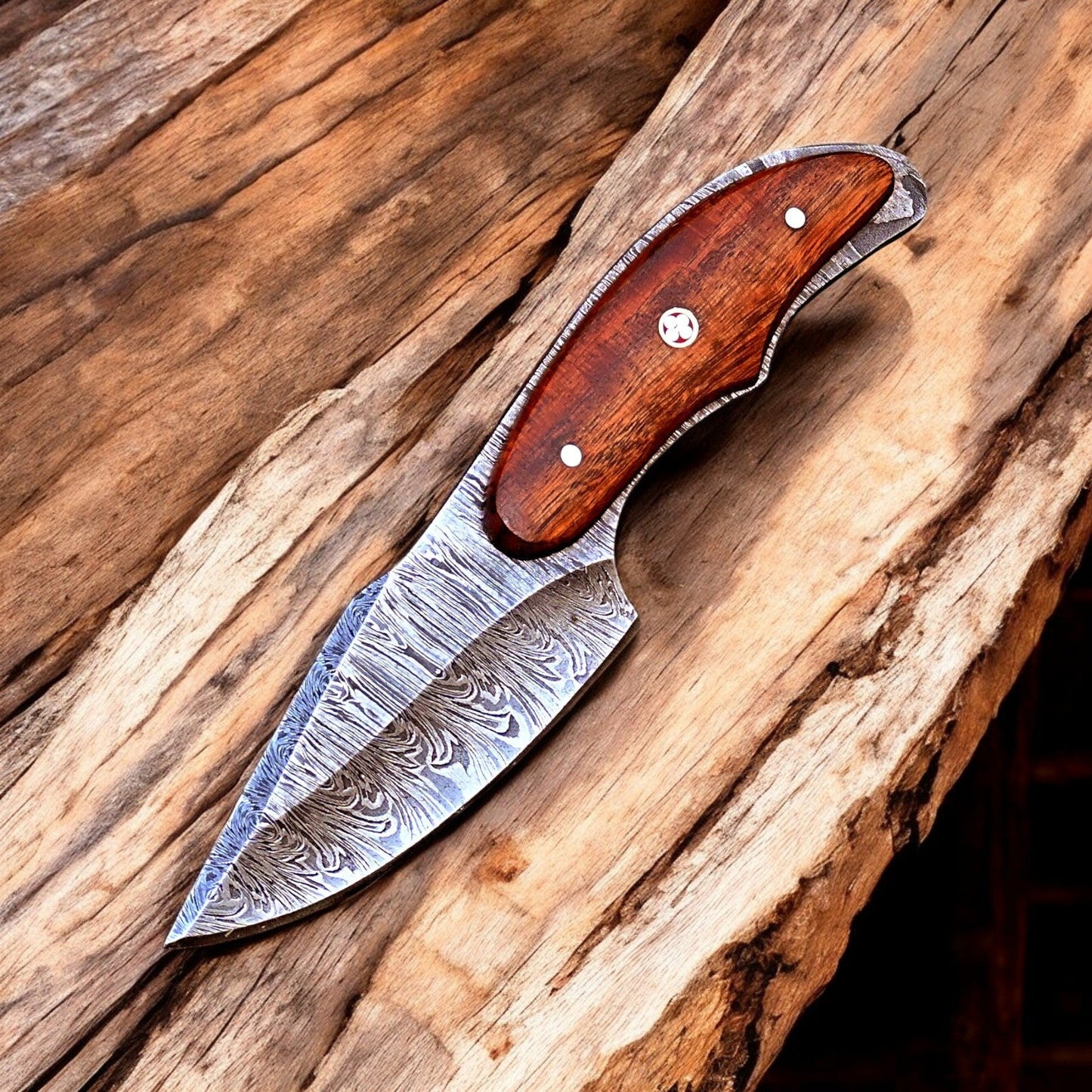 Damascus Knife Store Handmade Damascus Hunting Knife with Rosewood Handle - Angler's Pro Tackle & Outdoors