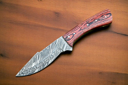 Damascus Knife Store Handmade Damascus Hunting Knife with Wood Handle - Angler's Pro Tackle & Outdoors