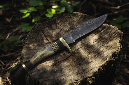 Damascus Knife Store Handmade Damascus Skinning Knife – Antler Horn Handle - Angler's Pro Tackle & Outdoors