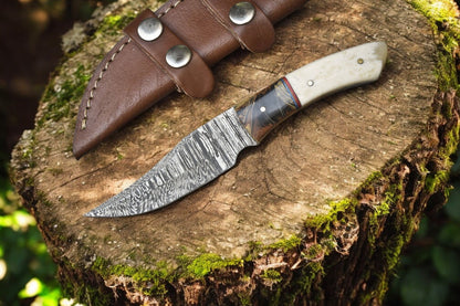 Damascus Knife Store Handmade Damascus Skinning Knife – Epoxy Resin & Bone - Angler's Pro Tackle & Outdoors