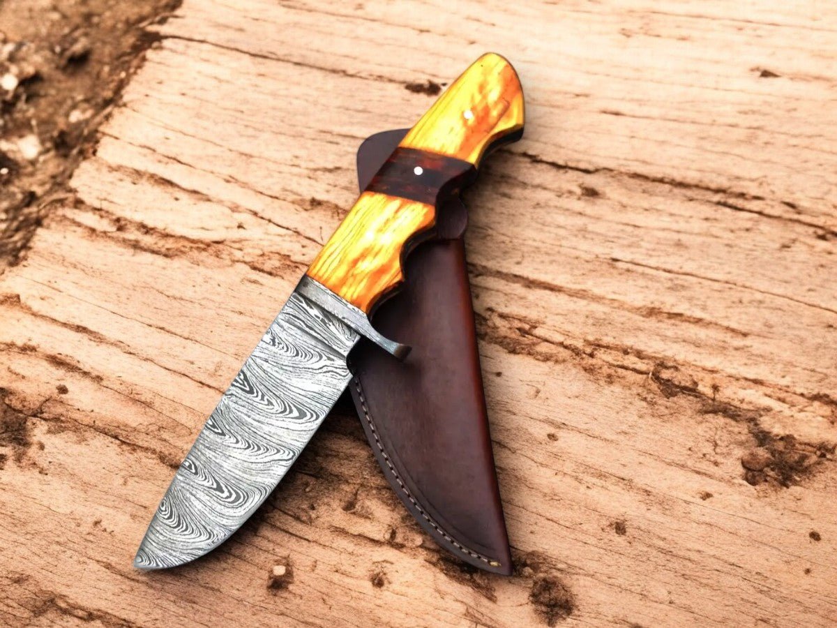 Damascus Knife Store Handmade Damascus Skinning Knife with Pakka Wood Handle - Angler's Pro Tackle & Outdoors