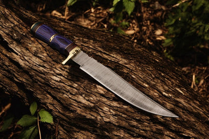 Damascus Knife Store Handmade Damascus Steel Bowie Knife with Exotic Wood Handle - 15 Inches - Angler's Pro Tackle & Outdoors