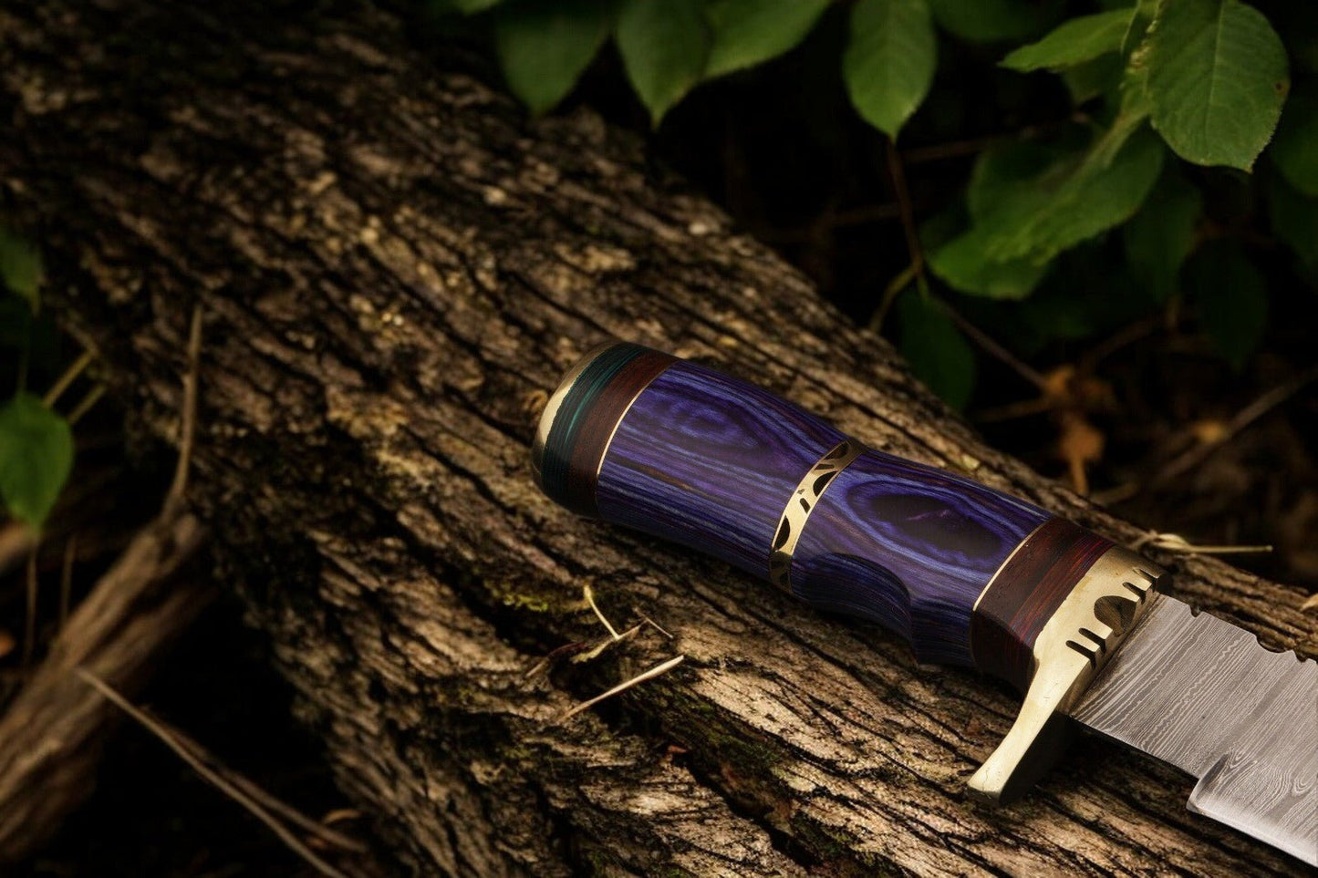 Damascus Knife Store Handmade Damascus Steel Bowie Knife with Exotic Wood Handle - 15 Inches - Angler's Pro Tackle & Outdoors