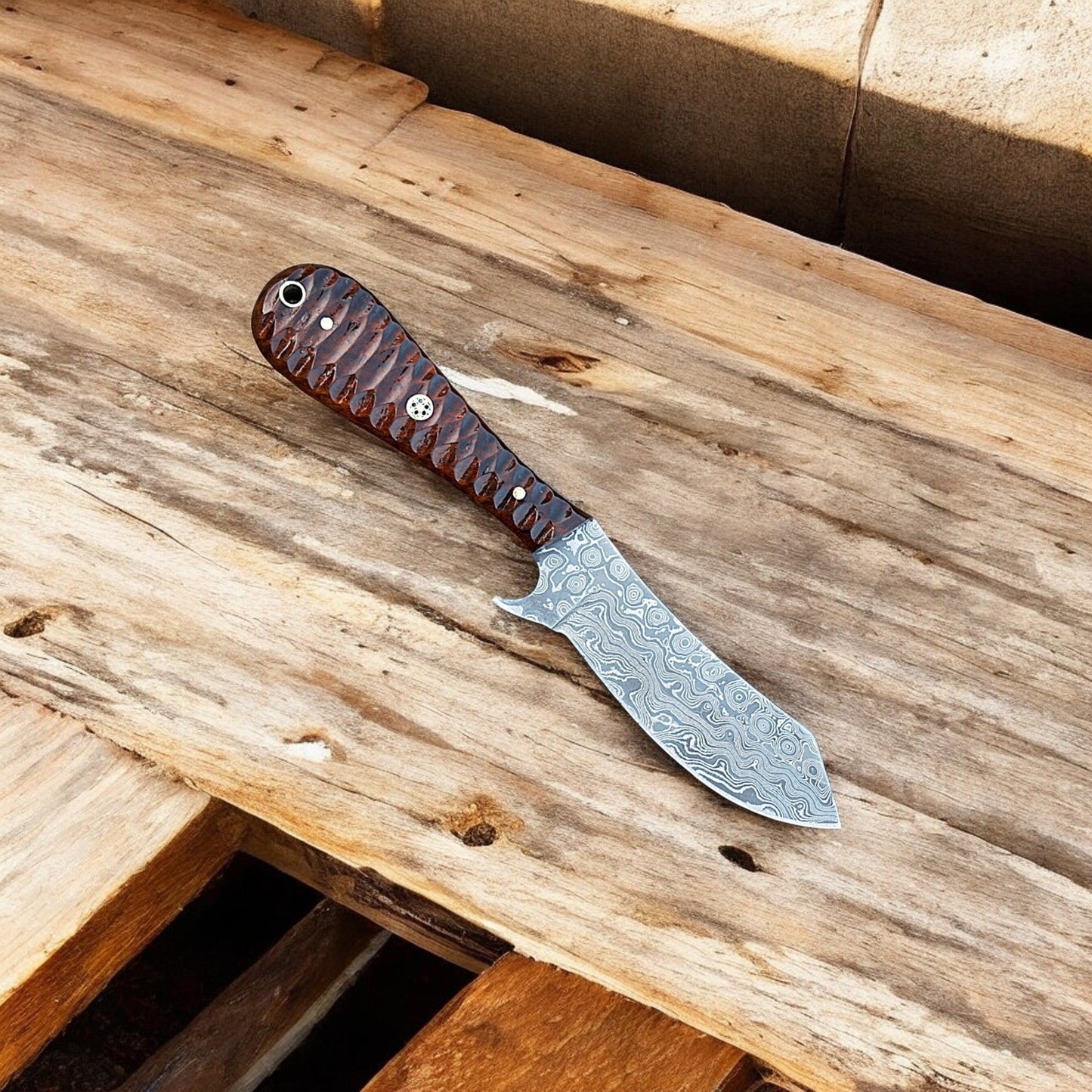 Damascus Knife Store Handmade Damascus Steel Cowboy Knife with Rosewood Handle - Angler's Pro Tackle & Outdoors