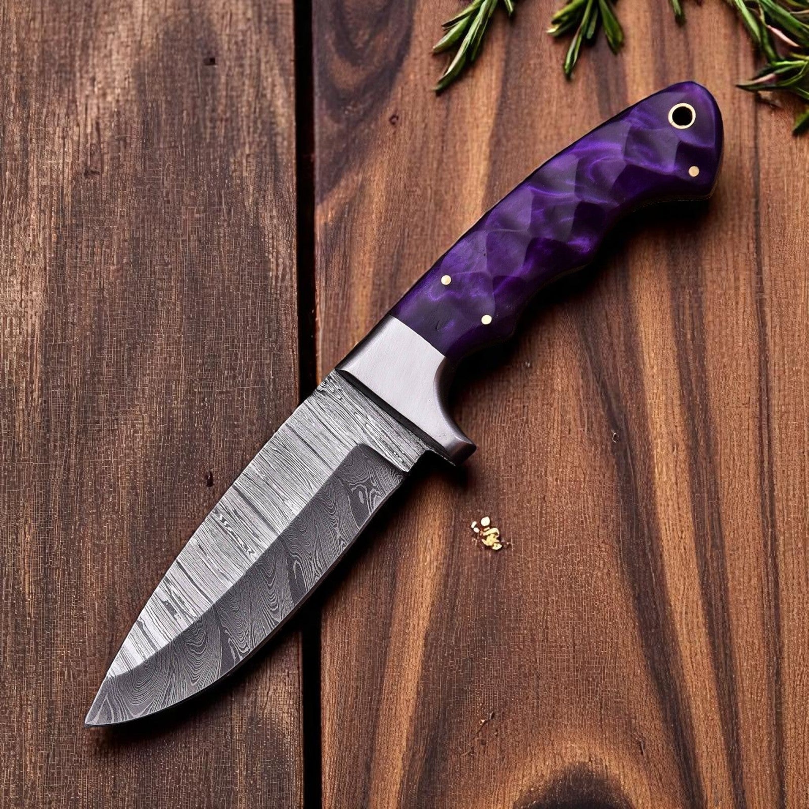 Damascus Knife Store Handmade Damascus Steel Hunting Knife 8" with Sheath - Angler's Pro Tackle & Outdoors