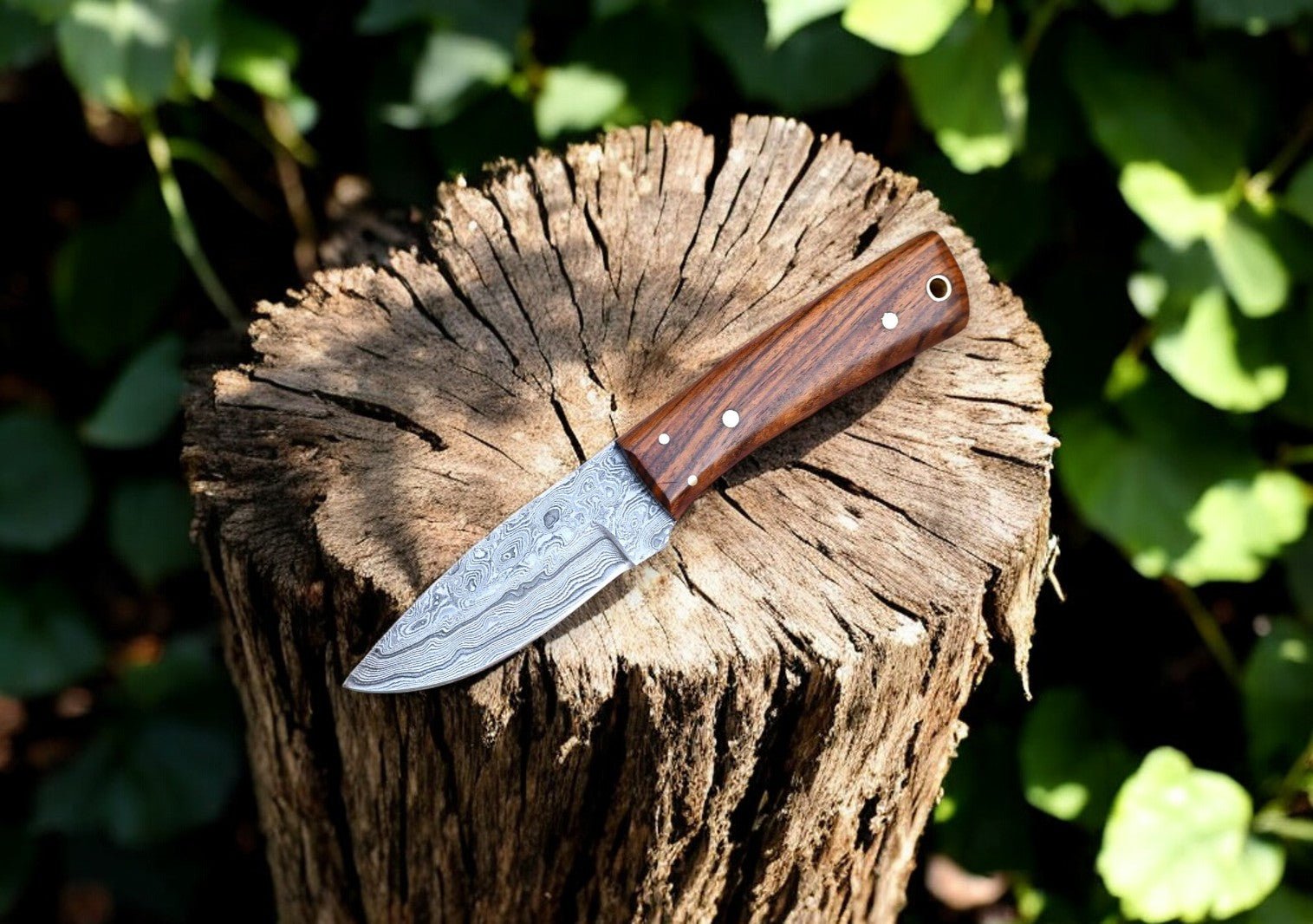 Damascus Knife Store Handmade Damascus Steel Skinning Knife – 8" with Rosewood Handle - Angler's Pro Tackle & Outdoors
