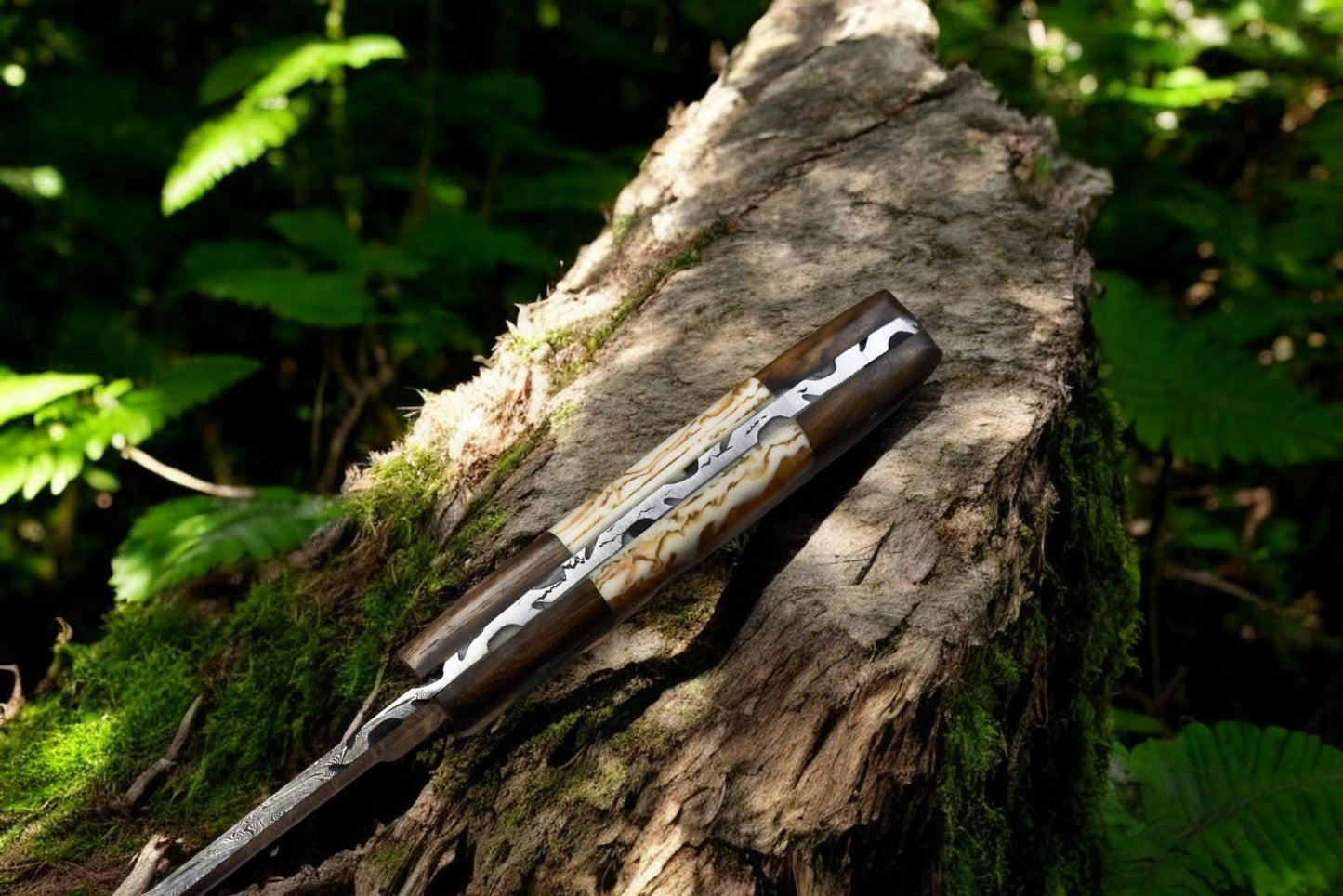 Damascus Knife Store Handmade Damascus Steel Skinning Knife with Leather Sheath - Angler's Pro Tackle & Outdoors