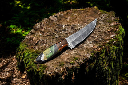 Damascus Knife Store Handmade Damascus Steel Skinning Knife with Leather Sheath - Angler's Pro Tackle & Outdoors
