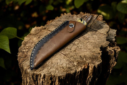 Damascus Knife Store Handmade Damascus Steel Skinning Knife with Leather Sheath - Angler's Pro Tackle & Outdoors
