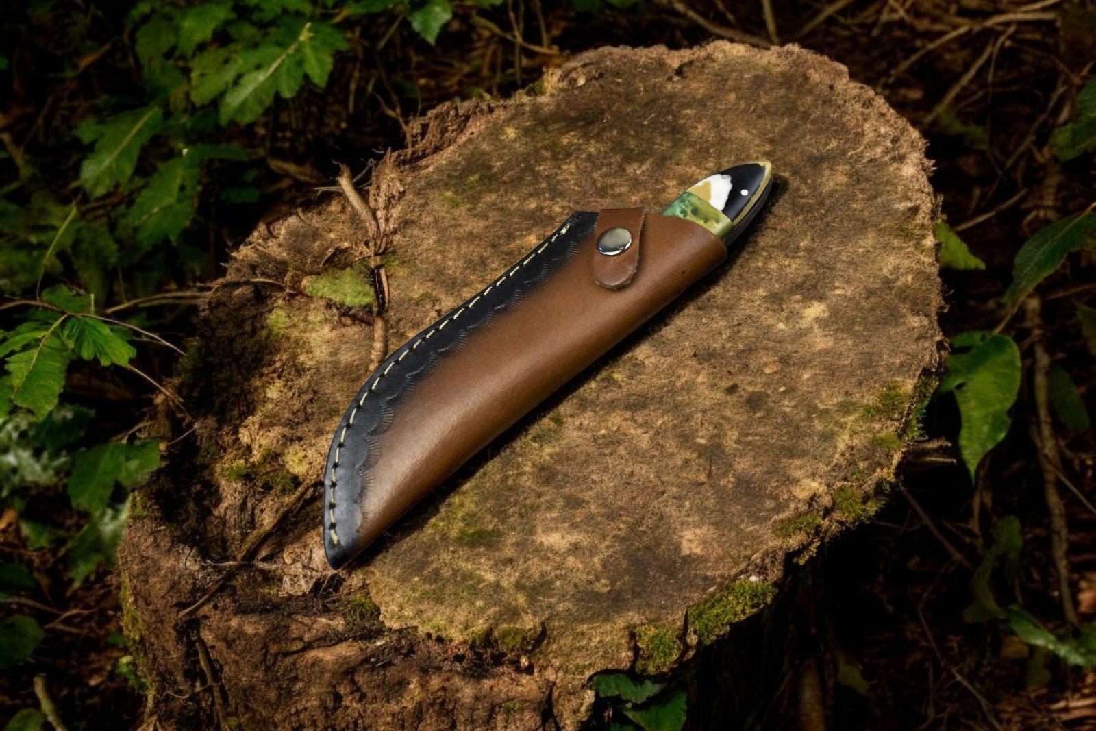 Damascus Knife Store Handmade Damascus Steel Skinning Knife with Leather Sheath - Angler's Pro Tackle & Outdoors