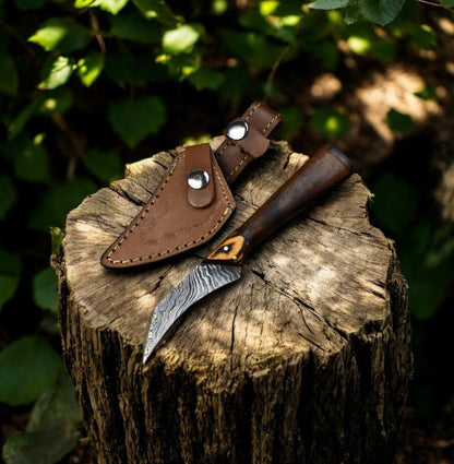 Damascus Knife Store Handmade Damascus Steel Skinning Knife with Rosewood Handle - Angler's Pro Tackle & Outdoors