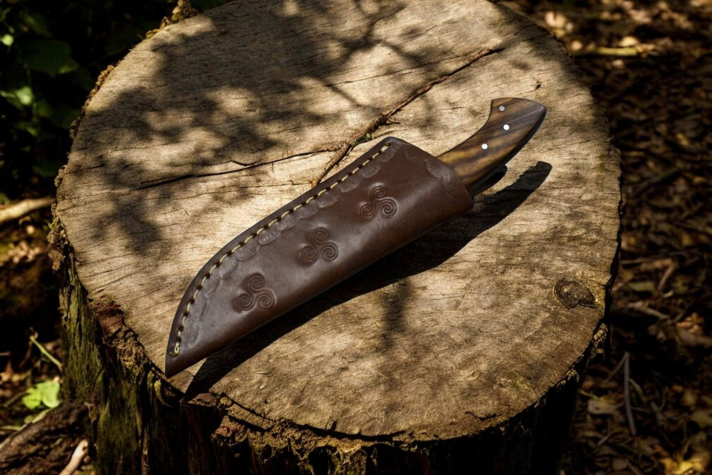 Damascus Knife Store Handmade Damascus Steel Skinning Knife with Rosewood & Olivewood Handle - Angler's Pro Tackle & Outdoors