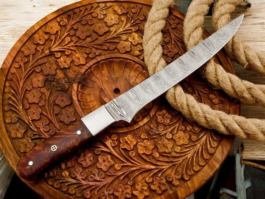 Damascus Knife Store Handmade Fillet Knife with Rosewood Handle - Angler's Pro Tackle & Outdoors
