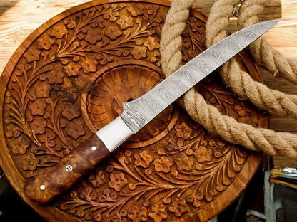 Damascus Knife Store Handmade Fillet Knife with Rosewood Handle - Angler's Pro Tackle & Outdoors