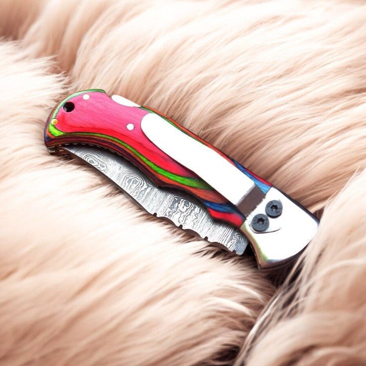 Damascus Knife Store Handmade Folding Knife – 3" Steel Blade - Angler's Pro Tackle & Outdoors