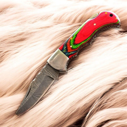 Damascus Knife Store Handmade Folding Knife – 3" Steel Blade - Angler's Pro Tackle & Outdoors