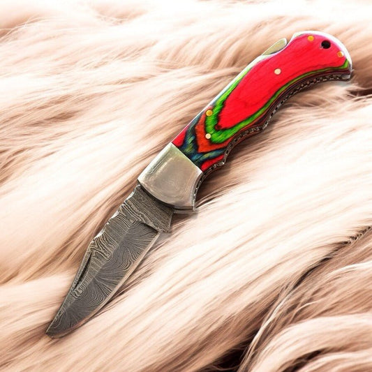 Damascus Knife Store Handmade Folding Knife – 3" Steel Blade - Angler's Pro Tackle & Outdoors