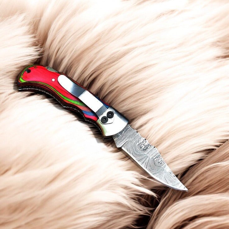 Damascus Knife Store Handmade Folding Knife – 3" Steel Blade - Angler's Pro Tackle & Outdoors