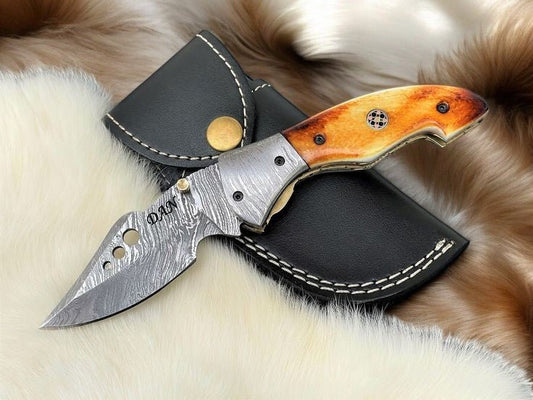 Damascus Knife Store Handmade Folding Knife – Bone Handle, 3" Blade - Angler's Pro Tackle & Outdoors