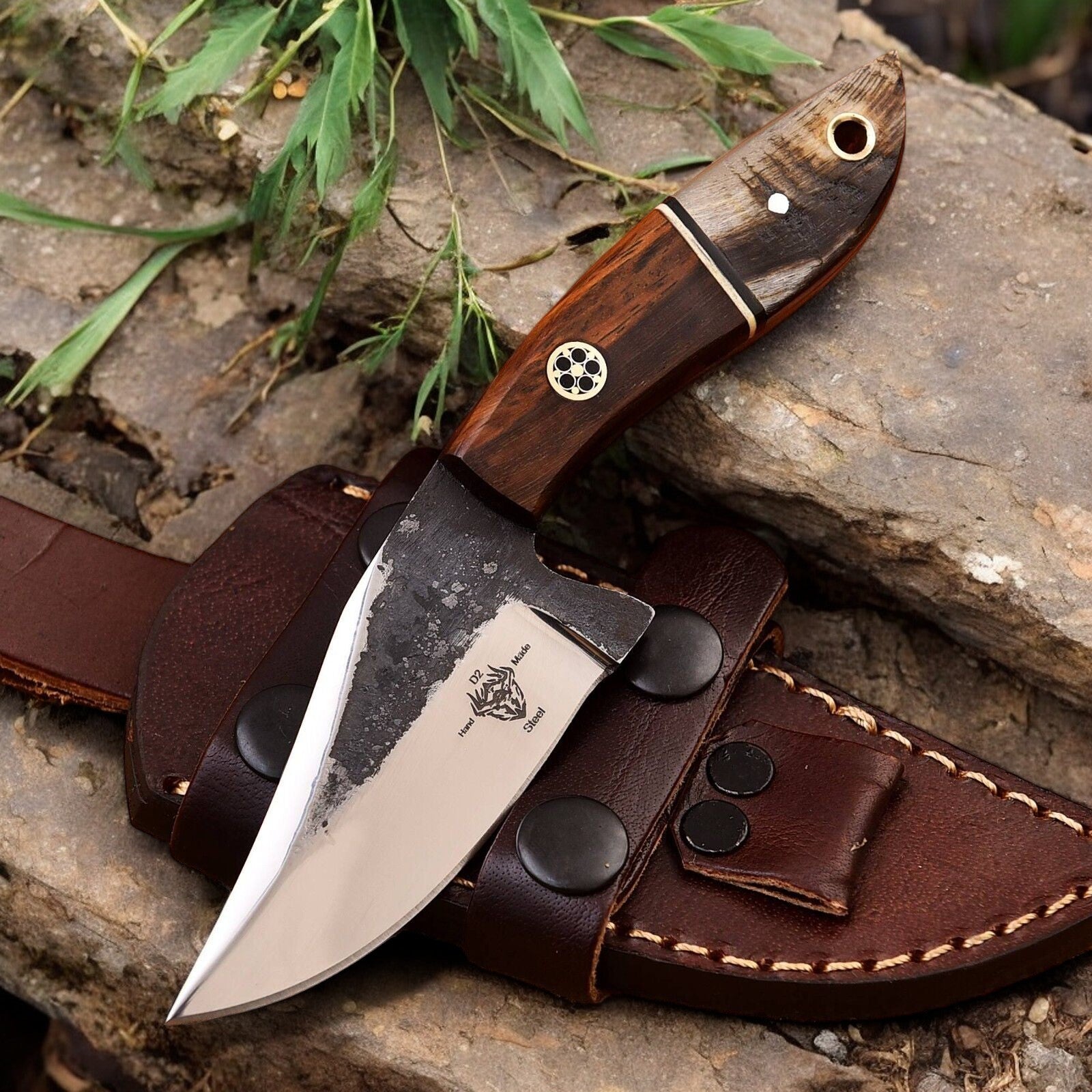 Damascus Knife Store Handmade High - Carbon Steel Hunting Knife – 8" with Sheath - Angler's Pro Tackle & Outdoors