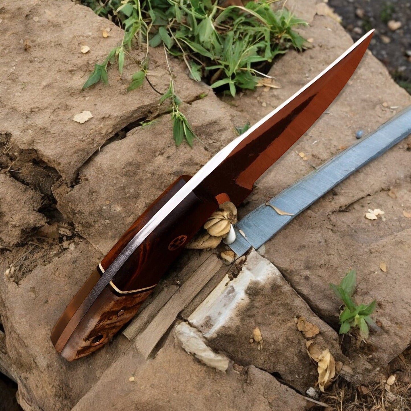 Damascus Knife Store Handmade High - Carbon Steel Hunting Knife – 8" with Sheath - Angler's Pro Tackle & Outdoors