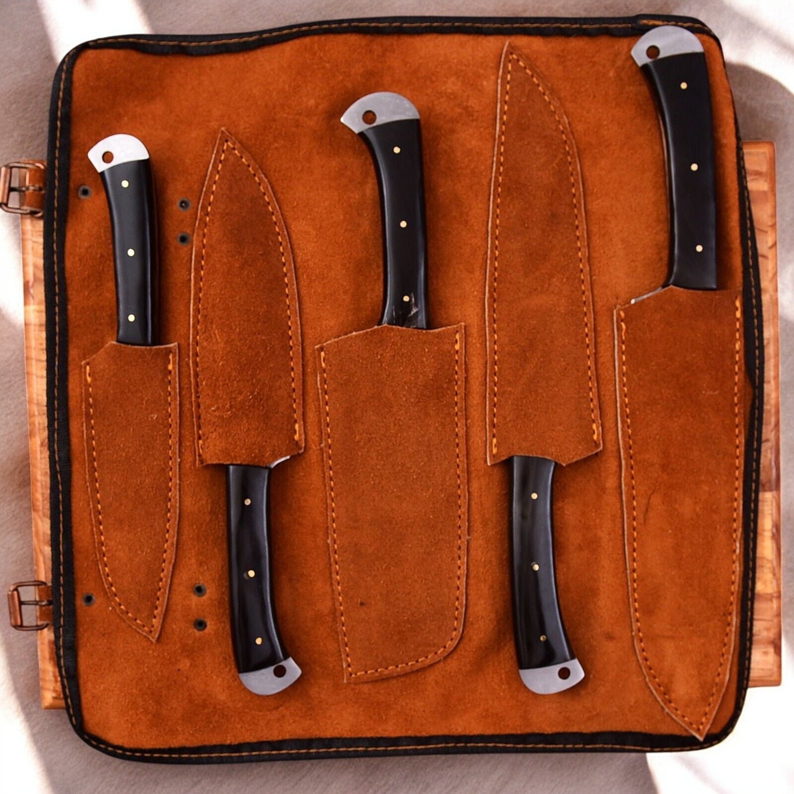 Damascus Knife Store Handmade Kitchen Knives Set – Buffalo Horn Handle - Angler's Pro Tackle & Outdoors