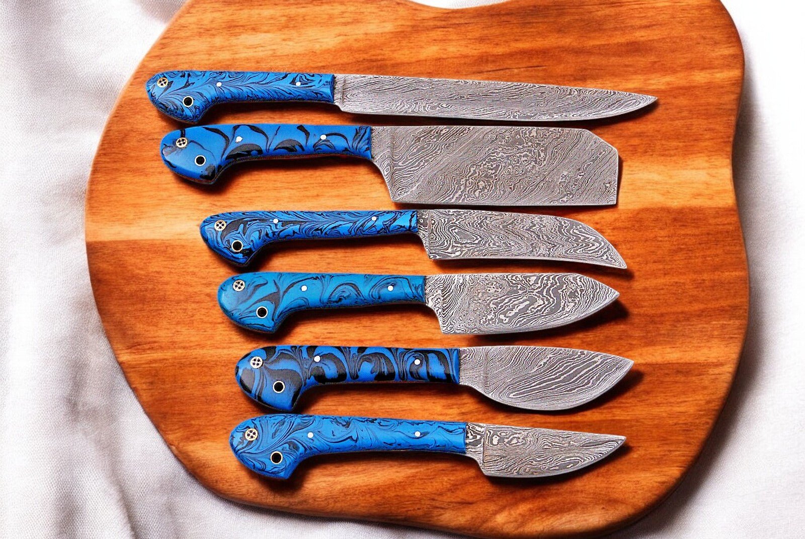 Damascus Knife Store Handmade Kitchen Knives Set – Epoxy Resin Handle - Angler's Pro Tackle & Outdoors