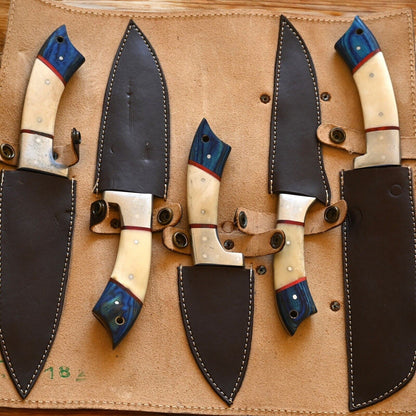Damascus Knife Store Handmade Kitchen Knives Set – Exotic Wood & Bone - Angler's Pro Tackle & Outdoors