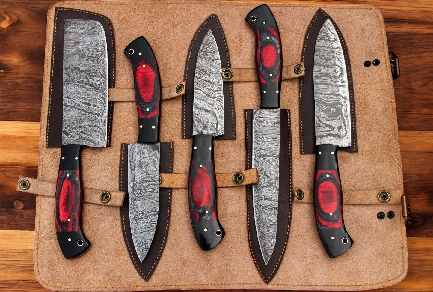 Damascus Knife Store Handmade Kitchen Knives Set – Exotic Wood & G10 - Angler's Pro Tackle & Outdoors
