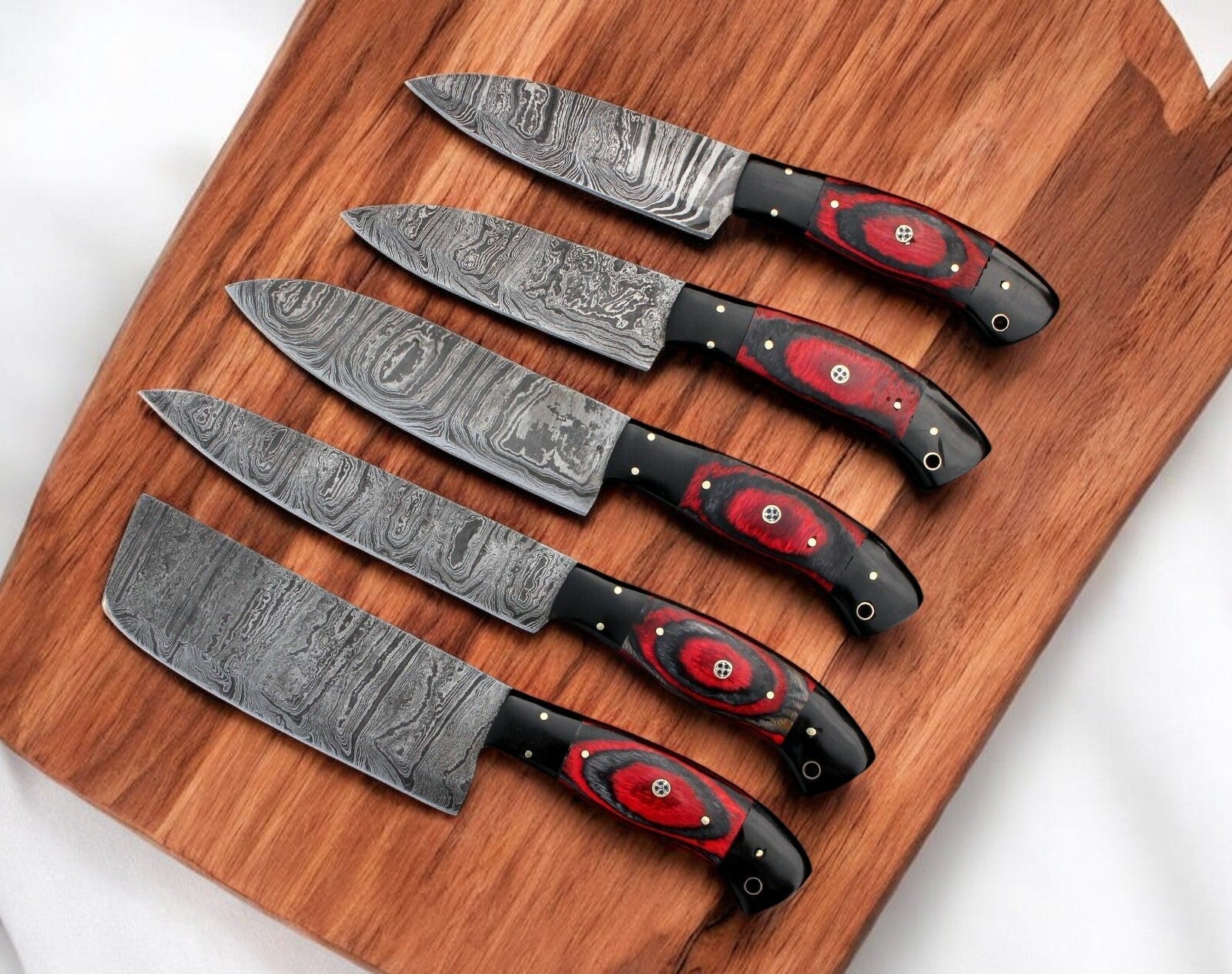 Damascus Knife Store Handmade Kitchen Knives Set – Exotic Wood & G10 - Angler's Pro Tackle & Outdoors