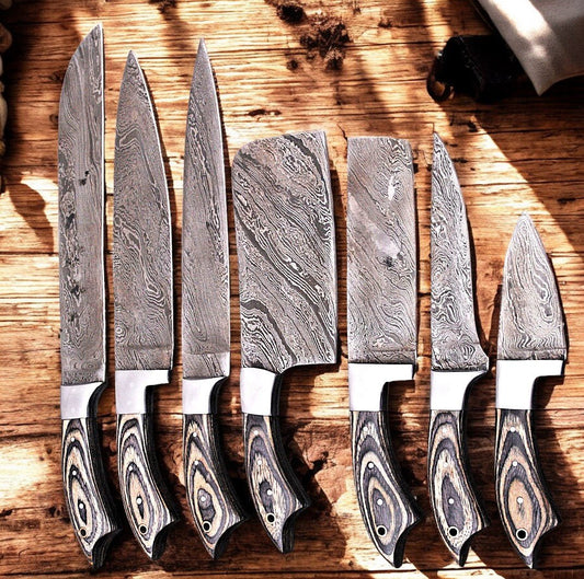 Damascus Knife Store Handmade Kitchen Knives Set – Exotic Wood Handles - Angler's Pro Tackle & Outdoors