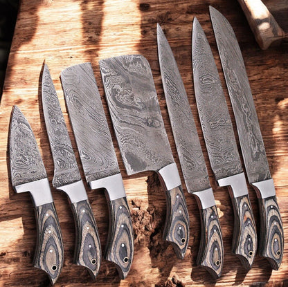 Damascus Knife Store Handmade Kitchen Knives Set – Exotic Wood Handles - Angler's Pro Tackle & Outdoors