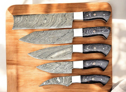 Damascus Knife Store Handmade Kitchen Knives Set – Exotic Wood Handles - Angler's Pro Tackle & Outdoors