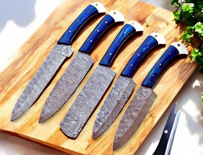 Damascus Knife Store Handmade Kitchen Knives Set with Exotic Wood - Angler's Pro Tackle & Outdoors