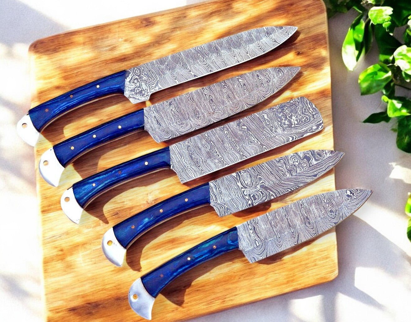 Damascus Knife Store Handmade Kitchen Knives Set with Exotic Wood - Angler's Pro Tackle & Outdoors