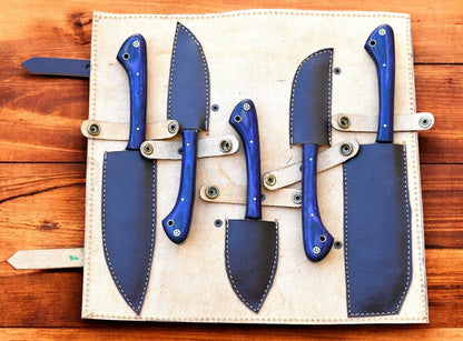 Damascus Knife Store Handmade Kitchen Knives Set with Exotic Wood Handles - Angler's Pro Tackle & Outdoors
