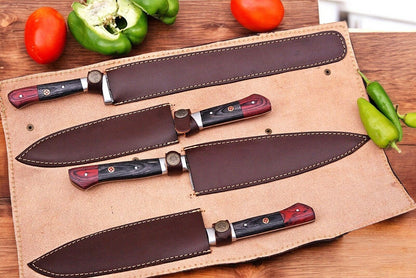 Damascus Knife Store Handmade Kitchen Knives Set with Exotic Wood Handles - Angler's Pro Tackle & Outdoors