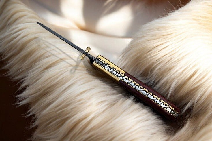 Damascus Knife Store Handmade Pocket Knife with Micarta Handle - Angler's Pro Tackle & Outdoors