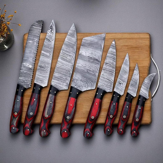 Damascus Knife Store Handmade Steel Kitchen Knives Set | Exotic Wood - Angler's Pro Tackle & Outdoors