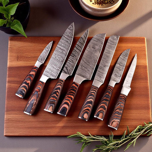 Damascus Knife Store Handmade Steel Kitchen Knives Set - Pakka Wood - Angler's Pro Tackle & Outdoors