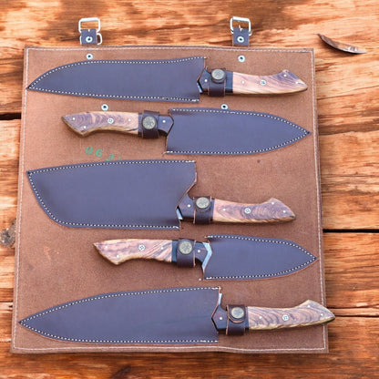 Damascus Knife Store Handmade Steel Kitchen Knives Set – Rosewood Handle - Angler's Pro Tackle & Outdoors