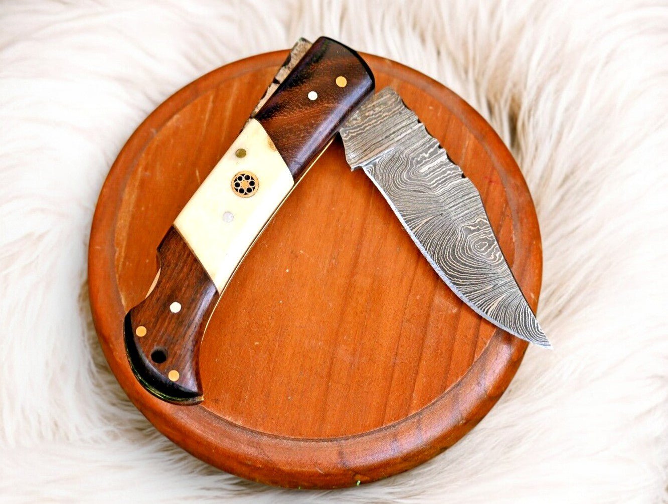 Damascus Knife Store Handmade Steel Pocket Knife – Rosewood & Bone - Angler's Pro Tackle & Outdoors