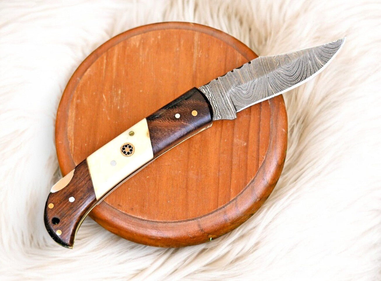 Damascus Knife Store Handmade Steel Pocket Knife – Rosewood & Bone - Angler's Pro Tackle & Outdoors