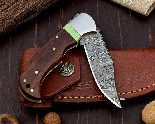 Damascus Knife Store Knives - Rosewood Back Lock 3" Blade - Angler's Pro Tackle & Outdoors