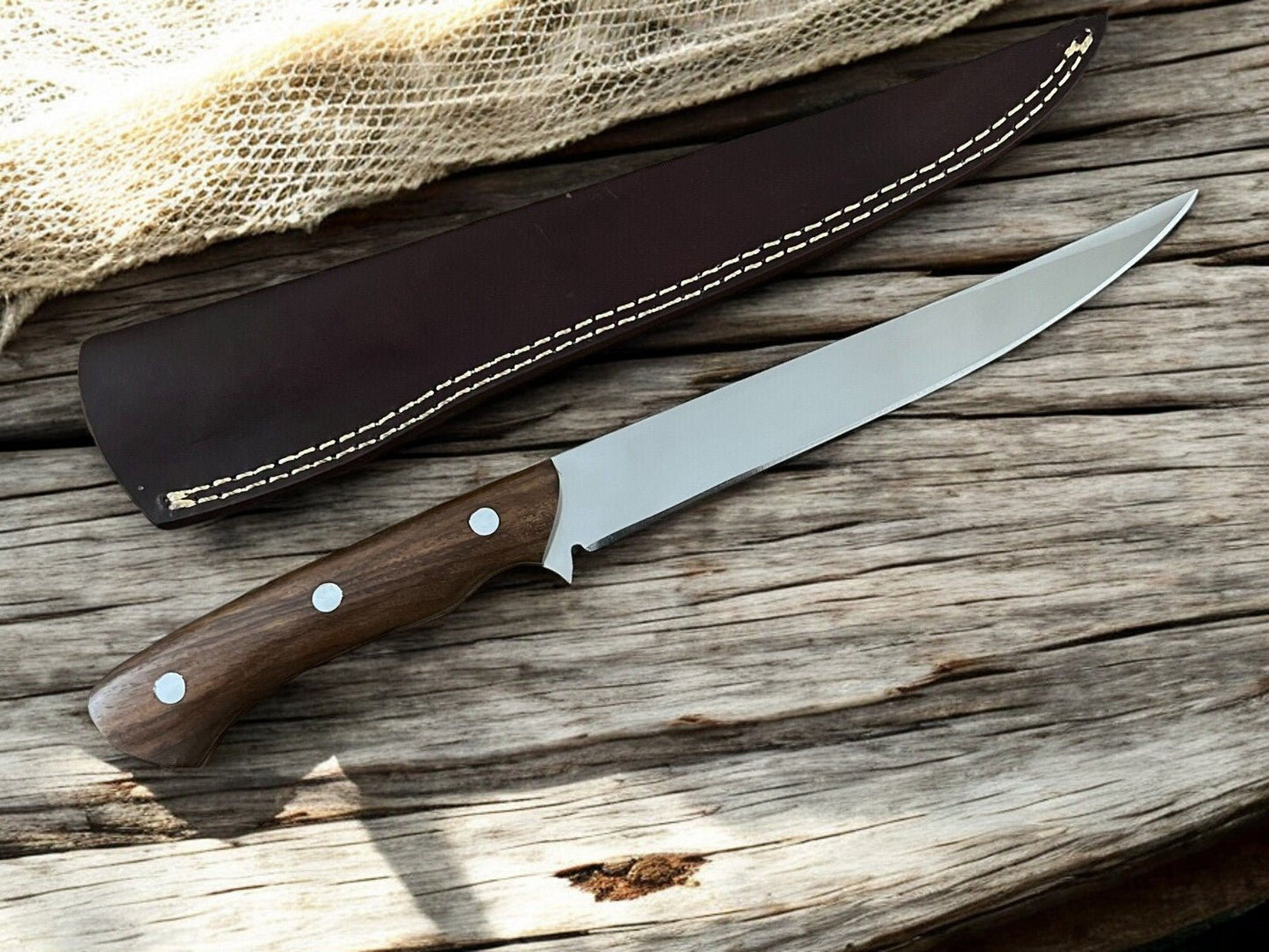 Damascus Knife Store Premium 13.4" Handmade Fillet Knife with Rosewood Handle - Angler's Pro Tackle & Outdoors