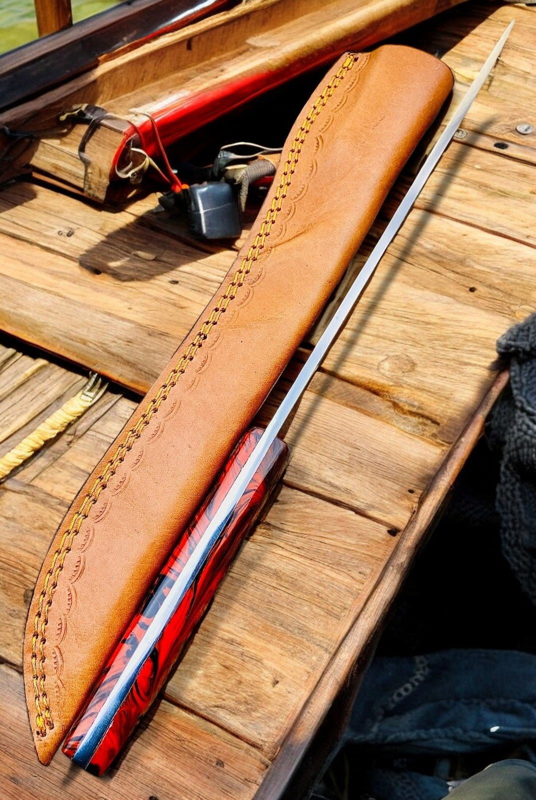 Damascus Knife Store Premium 15" Handmade Fillet Knife with Epoxy Resin Handle - Angler's Pro Tackle & Outdoors