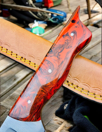 Damascus Knife Store Premium 15" Handmade Fillet Knife with Epoxy Resin Handle - Angler's Pro Tackle & Outdoors