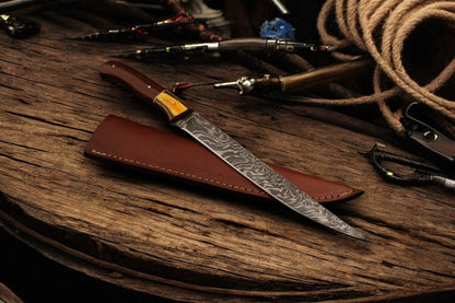 Damascus Knife Store Premium Damascus Fillet Knife – 12.5" Handmade Precision - Angler's Pro Tackle & Outdoors