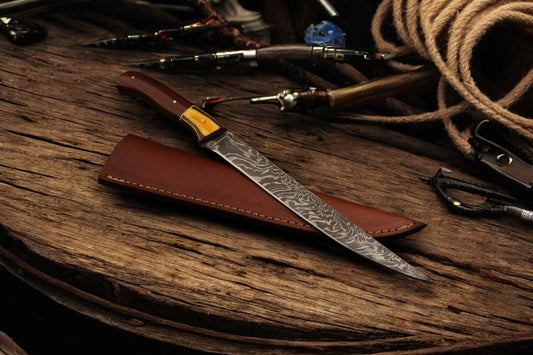 Damascus Knife Store Premium Damascus Fillet Knife – 12.5" Handmade Precision - Angler's Pro Tackle & Outdoors